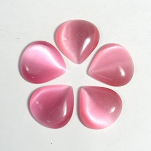 Кабошон кошачий глаз(иск.) капля цвет  розовый, 19*20*5мм, уп. 10шт.