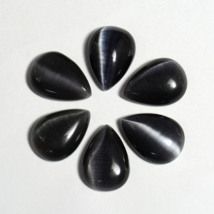 Кабошон кошачий глаз(иск.) капля цвет  черный, 10*14*3,5мм, уп. 10шт.