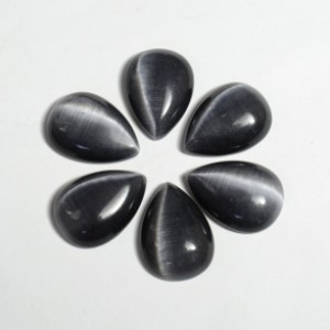 Кабошон кошачий глаз(иск.) капля цвет  черный, 13*18*5мм, уп. 10шт.