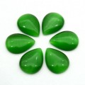 Кабошон кошачий глаз(иск.) капля, 15*20*4,5мм. зеленый