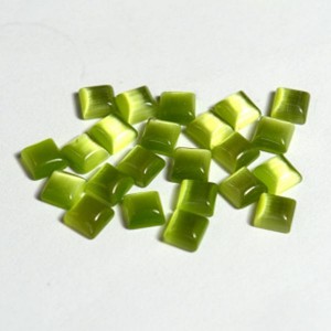 Кабошон кошачий глаз(иск.) квадрат оливковый, 4*4*2мм, уп. 100шт.