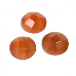 Кабошон кошачий глаз(иск.) круг гр. рыжий, 10*10*4мм