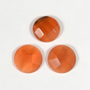 Кабошон кошачий глаз(иск.) круг гр. рыжий, 12*12*4мм.