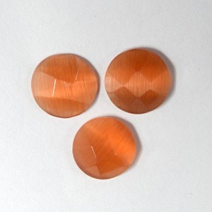 Кабошон кошачий глаз(иск.) круг гр. рыжий, 15*15*4мм.