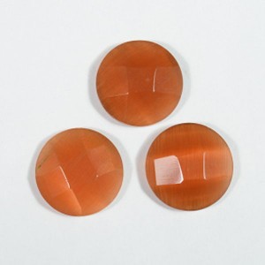 Кабошон кошачий глаз(иск.) круг гр. рыжий, 16*16*5мм.