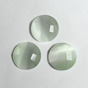 Кабошон кошачий глаз(иск.) круг гр. светло-серый, 14*14*4мм.