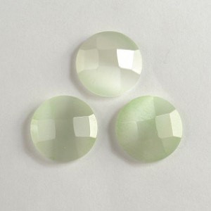 Кабошон кошачий глаз(иск.) круг гр. светло-серый, 16*16*5мм.