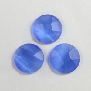 Кабошон кошачий глаз(иск.) круг гр. синий, 10*10*4мм.