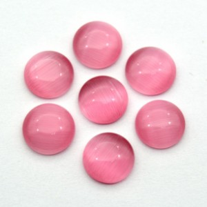 Кабошон кошачий глаз(иск.) круг, 10*10*2мм. розовый