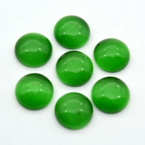 Кабошон кошачий глаз(иск.) круг, 12*12*4мм. зеленый