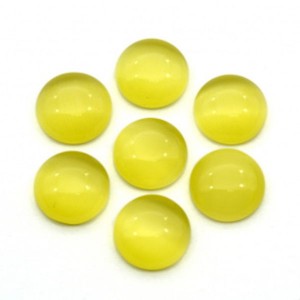 Кабошон кошачий глаз(иск.) круг, 12*12*5мм. желтый