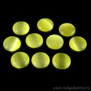 Кабошон кошачий глаз(иск.) круг, 15*15*4мм.