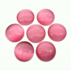 Кабошон кошачий глаз(иск.) круг, 20*20*5мм. розовый