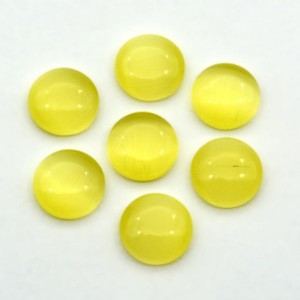 Кабошон кошачий глаз(иск.) круг, 8*8*3мм. желтый