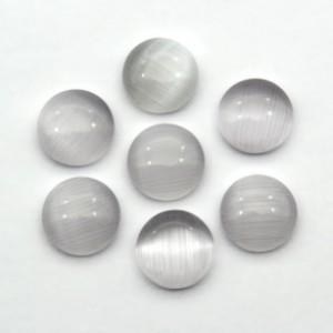 Кабошон кошачий глаз(иск.) круг, 8*8*3мм. серый