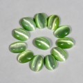 Кабошон кошачий глаз(иск.) овал зеленый, 5*7*2мм, уп. 100шт.
