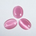 Кабошон кошачий глаз(иск.) овал розовый, 12*16*3мм.