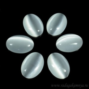 Кабошон кошачий глаз(иск.) овал,18*25*6мм. белый