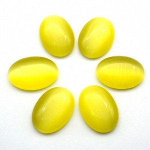 Кабошон кошачий глаз(иск.) овал,18*25*6мм. желтый