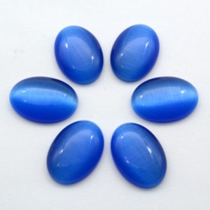 Кабошон кошачий глаз(иск.) овал,18*25*6мм. синий