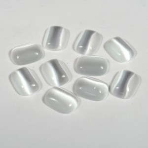 Кабошон кошачий глаз(иск.) прямоугольник белый, 13*10*4мм, уп. 10шт.