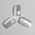Кабошон кошачий глаз(иск.) прямоугольник гр. белый, 15*9*5мм.