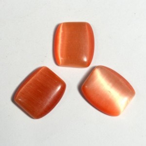 Кабошон кошачий глаз(иск.) прямоугольник оранжевый, 17*14*4мм.