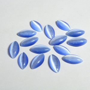 Кабошон кошачий глаз(иск.) рис цвет  синий, 7*13*3мм, уп. 50шт.