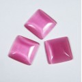 Кабошон кошачий глаз(иск.) розовый квадрат, 20*20*4,5мм.