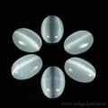 Кабошон кошачий глаз(иск.), 13*18*5мм. белый