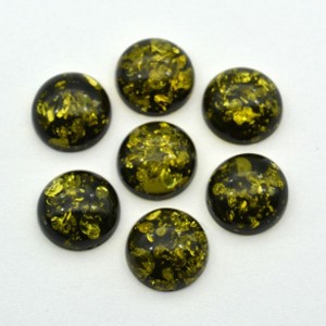 Кабошон из янтаря искусственного 10*10*3мм, зеленый