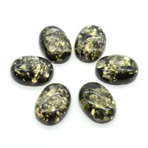 Кабошон из янтаря искусственного 14*19*6мм, зеленый