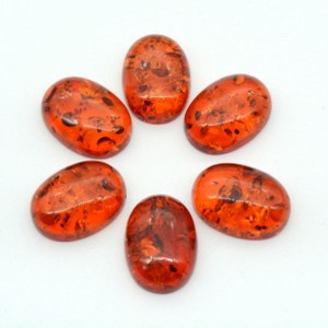 Кабошон из янтаря искусственного 14*19*6мм, темно-коньячный