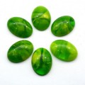 Кабошон из янтаря искусственного 18*25*7мм, зеленый "буранит"