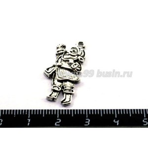 Подвеска Санта Клаус, 28*14 мм, цвет старое серебро 2 штуки/упаковка