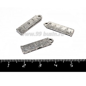 Подвеска Линейка, 24*6 мм, цвет старое серебро 3 штуки/упаковка