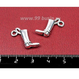 Подвеска Сапог 20*10 мм, цвет серебро, 2 штуки/упаковка