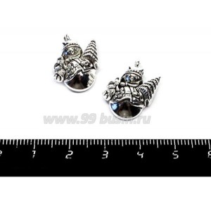 Подвеска Снеговик с елкой 20*17 мм, цвет старое серебро 2 штуки/упаковка