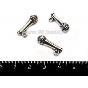 Подвеска Микрофон 21*7 мм, цвет старое серебро, 3 штук/упаковка