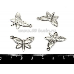 Подвеска Мотылек 22*17 мм, цвет старое серебро 4 штуки/упаковка