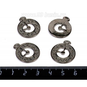 Подвеска Часы 25*21 мм, цвет чёрный никель 4 штуки/упаковка