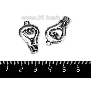 Подвеска Лампочка 32*17 мм, цвет старое серебро 2 штуки/упаковка