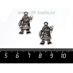 Подвеска Санта Нарядный, 23*13 мм, цвет старое серебро 2 штуки/упаковка