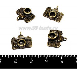 Подвеска Фотоаппарат 14* 14 мм, цвет бронза, 4 штуки/упаковка