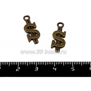 Подвеска Доллар 22*8 мм, цвет бронза, 2 штуки/упаковка