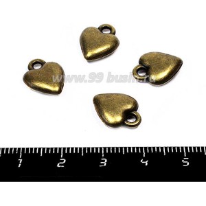 Подвеска Сердечко объемное гладкое 14*11, цвет бронза, 4штуки/упаковка