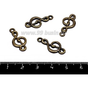 Подвеска Скрипичный ключ Гладенький,  23*11 мм, цвет бронза, 4 штуки/упаковка