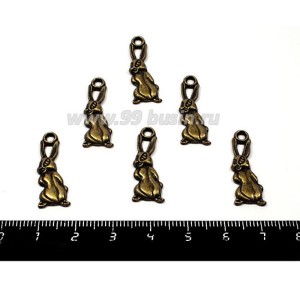 Подвеска Зайчик 25*9 мм, цвет бронза 6 штук/упаковка