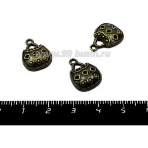 Подвеска Сумочка с узором 18*13 мм, цвет бронза 3 штуки/упаковка