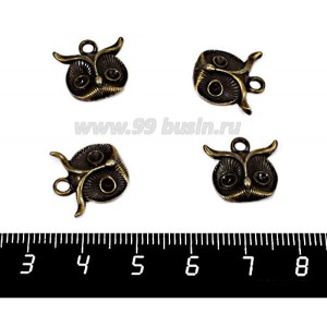 Подвеска Совиный взгляд 15*15 мм, цвет бронза 4 штук/упаковка